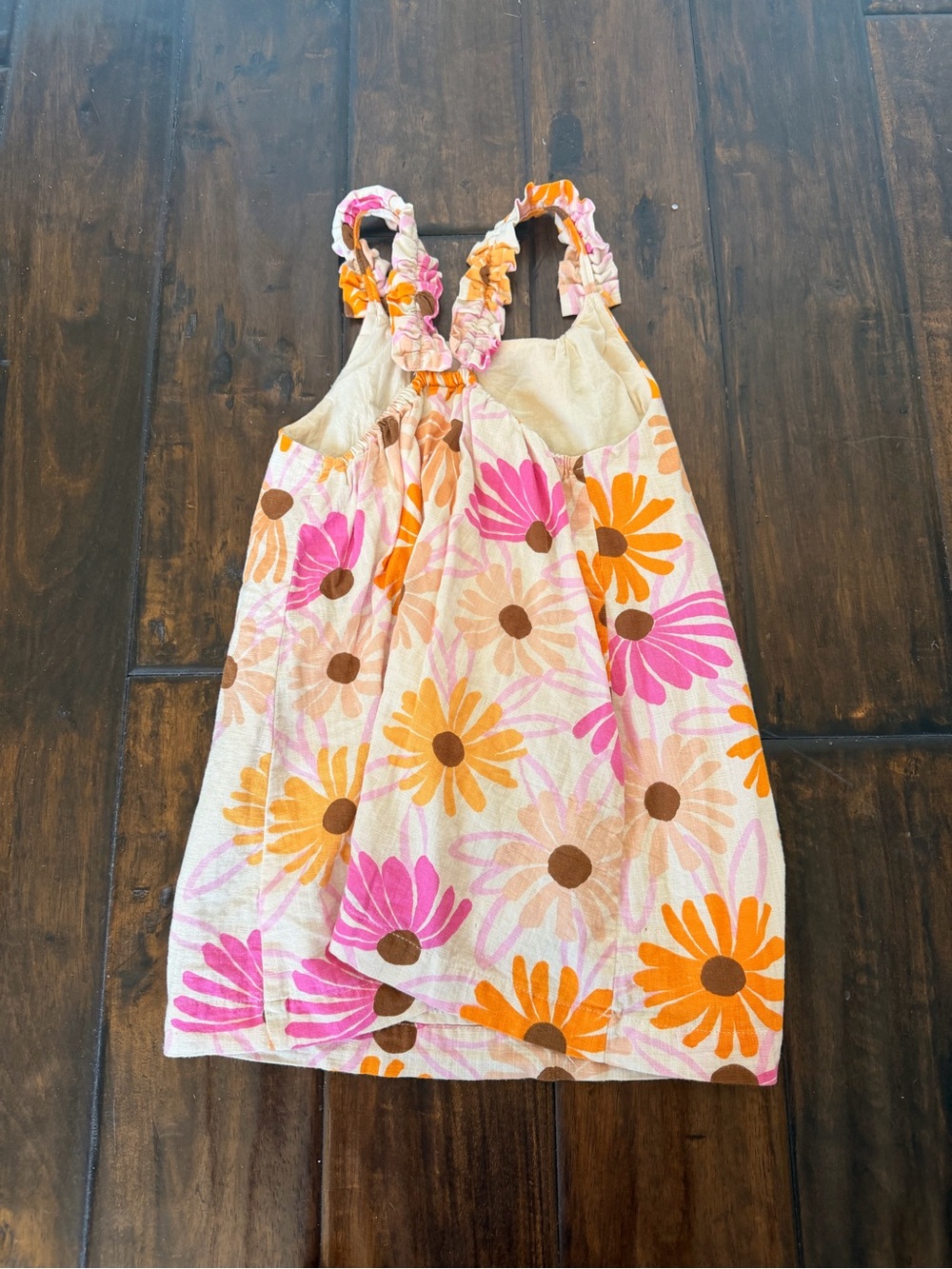 Girls Floral Sundress with Pink & Orange Daisies